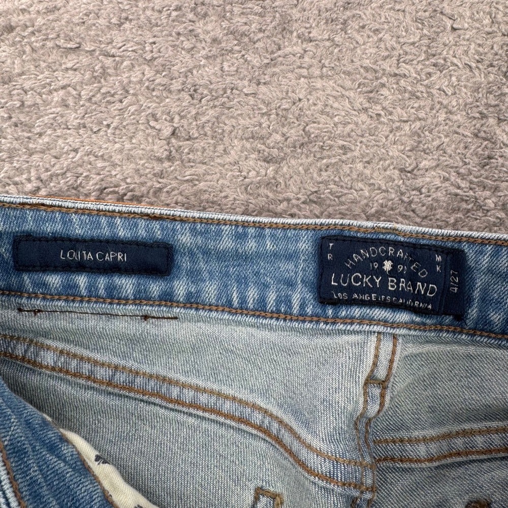 Lucky Brand Lolita Capri Jeans Womens 29x26 Light Wash Distressed 7W13491 Denim - Picture 2 of 12